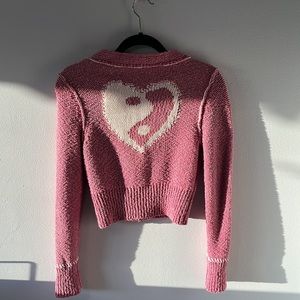 Anthropologie Cropped Pilcro Pink Ying Yang Cardigan